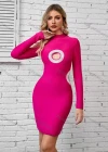 Wholesale Women's Fashion Mock Neck Pencil Hem Hollow Out Bodycon Short Dress - Liuhuamall