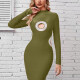 Women's Fashion Mock Neck Pencil Hem Hollow Out Bodycon Short Dress X14571# Clothing Wholesale Market -LIUHUA