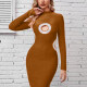 Women's Fashion Mock Neck Pencil Hem Hollow Out Bodycon Short Dress X42381# Clothing Wholesale Market -LIUHUA