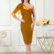 Women's Elegant Plain Asymmetrical Neck Sleeveless Mesh Short Dress T639# Clothing Wholesale Market -LIUHUA