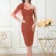 Women's Elegant Plain Asymmetrical Neck Sleeveless Mesh Short Dress X14740# Clothing Wholesale Market -LIUHUA