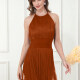 Women's Elegant Backless Halter Tassel Bodycon Short Dress T1858# Clothing Wholesale Market -LIUHUA