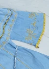 Wholesale Girl's Denim Round Neck Embroidery Bell Sleeves Mesh Floral Print Cutout Top With Belt - Liuhuamall