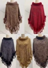 Wholesale Women's Causal Fashion Allover Print Tassel Fuzzy Cape - Liuhuamall