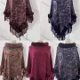 Wholesale Women's Causal Fashion Allover Print Tassel Fuzzy Cape preview