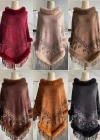 Wholesale Women's Causal Fashion Allover Print Tassel Fuzzy Cape - Liuhuamall