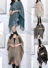 Wholesale Women's Causal Fashion Plain Tassel Fuzzy Cape - Liuhuamall