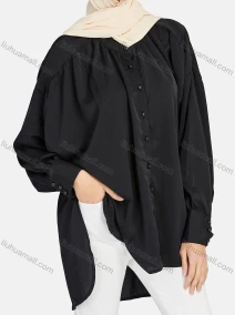 Wholesale Women's Casual Plain High Low Hem Long Sleeve Button Down Shirt 1332#, LIUHUA CLOTHING WHOLESALE