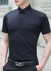 Wholesale Men's Business Button Closure Patch Pocket Plain Formal Shirt - Liuhuamall