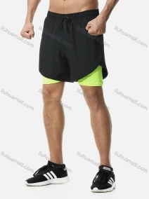 Wholesale Men's 2-in-1 Athletic Workout Plain Drawstring Elastic Waist Shorts 202035#, LIUHUA CLOTHING WHOLESALE