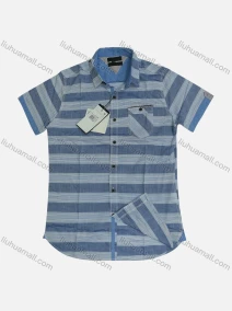 Wholesale Men's Casual Striped Short Sleeve Patch Pocket Shirt, LIUHUA CLOTHING WHOLESALE