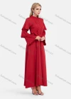Wholesale Women's Elegant Layered Sleeve Floral Embroidery Mandarin Collar Maxi Dress With Belt - Liuhuamall
