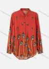 Wholesale Women's Plus Size Fashion Long Sleeve Button Down Peacock Feather Shirt - Liuhuamall
