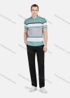 Wholesale Men's Casual Collared Short Sleeve Striped Button Front Polo Shirt - Liuhuamall