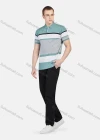 Wholesale Men's Casual Collared Short Sleeve Striped Button Front Polo Shirt - Liuhuamall