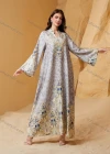 Wholesale Luxury Beaded & Pearl Embroidered Muslim Abaya, Dubai Style Flare Sleeve Modest Maxi Kaftan for Eid Ramadan - Liuhuamall