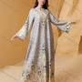 Wholesale Luxury Beaded & Pearl Embroidered Muslim Abaya, Dubai Style Flare Sleeve Modest Maxi Kaftan for Eid Ramadan preview