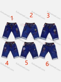 Wholesale Boy's Casual Letter Graphic Labeled Drawstring Denim Shorts 088#, LIUHUA CLOTHING WHOLESALE