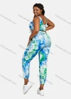 Wholesale Women's V Neck Abstract Print Lace Up Sporty Tank Top&Trouser Sets - Liuhuamall