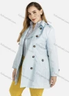 Wholesale Women's Plus Size Lapel Double Breasted Belted Plain Trench Coat - Liuhuamall