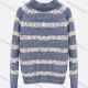 Wholesale Women's Casual Mock Neck Striped Splicing Colorblock Ribbed Long Sleeve Sweater Top 203# Blue Clothing Wholesale Market Liuhua