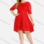 Wholesale Women's Round Neck Embroidered Lace Half Sleeve Mesh Sequin Dress preview
