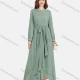 Wholesale Women's Chiffon Plain Long Sleeve Ruffle Wrap Hem Maxi Dress With Belt 5# Clothing Wholesale Market Liuhua