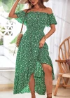 Wholesale Women's Casual Off Shoulder Floral Print Tie Front High Low Hem Dress - Liuhuamall
