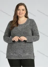Wholesale Women's Elegant Round Neck Long Sleeve Floral Embroidery Slit Hem Knit Top - Liuhuamall