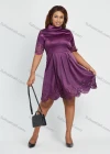 Wholesale Women's Elegant Satin High Neck Plain Knee Length Cocktail Dress - Liuhuamall