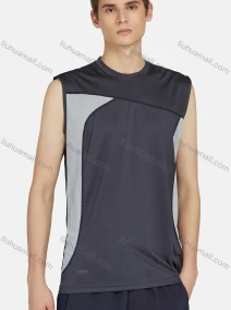 Wholesale Men's Sporty Splicing Colorblock Breathable Round Neck Tank Top, LIUHUA CLOTHING WHOLESALE