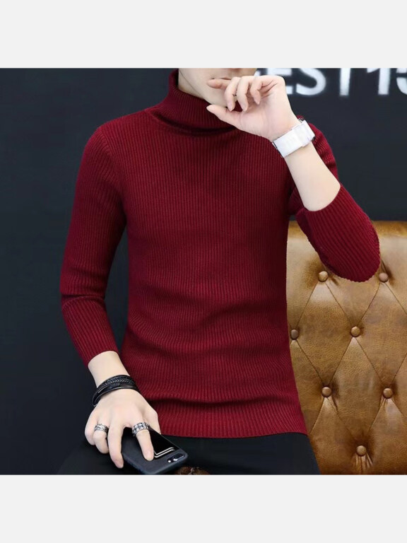 Men's Casual Plain Turtleneck Long Sleeve Sweater, Clothing Wholesale Market -LIUHUA, MEN, Sweaters-Knits