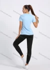 Wholesale Women's Sporty Crew Neck Short Sleeve Plain Striped Decor Quick-dry Breathable Athletic T-shirt - Liuhuamall