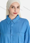 Wholesale Women's Casual High Low Hem Button Down Shirt Without Hijab - Liuhuamall