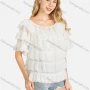 Wholesale Women's Casual Crew Neck Short Sleeve Tiered Top preview