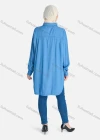 Wholesale Women's Casual High Low Hem Button Down Shirt Without Hijab - Liuhuamall