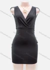 Wholesale Women's Lace Appliques Wrap V Neck Zip Back Bodycon Short Tank Dress - Liuhuamall