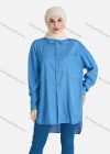 Wholesale Women's Casual High Low Hem Button Down Shirt Without Hijab - Liuhuamall