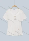 Wholesale Women's Casual Short Sleeve Pendant Button Decor Split Side Knit Tops - Liuhuamall