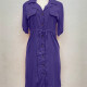 Women's Casual Lapel Button Down Fake Pockets Drawstring Plain Midi Dress 13# Clothing Wholesale Market -LIUHUA