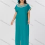 Wholesale Women's Folkloric Plain Embroidered Split Front Crew Neck Short Sleeve Robe Maxi African Dress preview