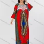 Wholesale Women's Folkloric Print Poet Sleeve Eyelet Embroidered Lace Robe Maxi African Dress preview