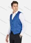 Wholesale Men's Stand Collar Floral Jacquard One Button Stylish Blazer Jacket With Waistcoat 3-Pieces Set - Liuhuamall