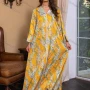 Wholesale Women's Muslim Islamic Lapel Embroidered Allover Floral Print Maxi Dress AB284# preview