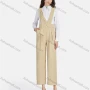 Wholesale Women's Elegant Buttons Plain High Waist Zip Wide Leg Ankle Length Jumpsuit Overall preview