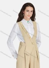Wholesale Women's Elegant Buttons Plain High Waist Zip Wide Leg Ankle Length Jumpsuit Overall - Liuhuamall