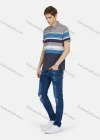 Wholesale Men's Casual Short Sleeve Button Front Striped Colorblock Polo Shirt - Liuhuamall