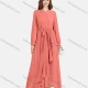 Wholesale Women's Chiffon Plain Long Sleeve Ruffle Wrap Hem Maxi Dress With Belt 8# Clothing Wholesale Market Liuhua