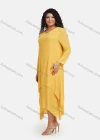 Wholesale Women's Plus Size Linen Long Sleeve Plain Layered Hem Cozy Midi Casual Dress - Liuhuamall