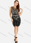 Wholesale Women's Sexy Sleeveless Round Neck Transparent Mesh Sequins Short Cocktail Tank Dress - Liuhuamall